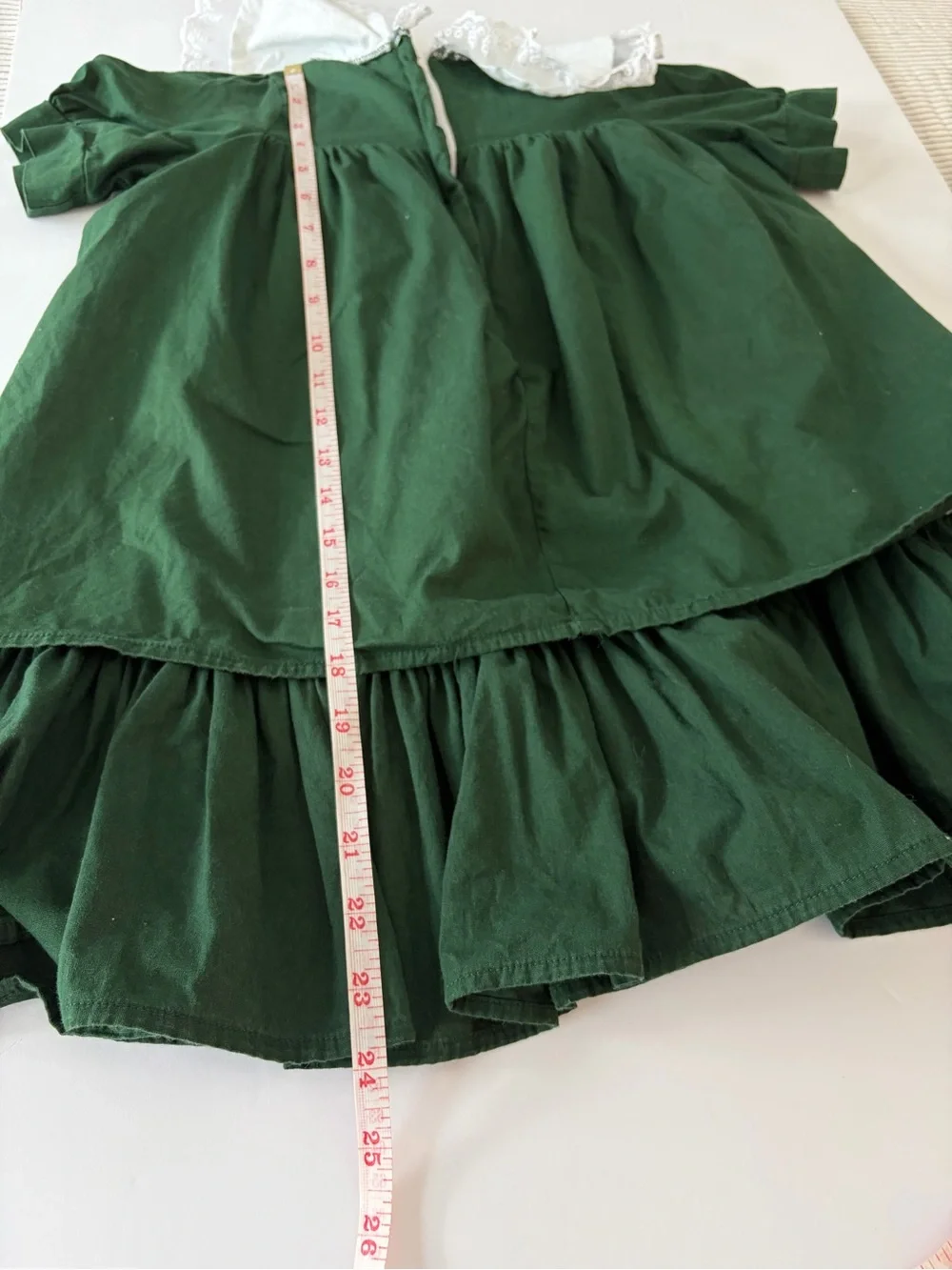 Vintage European Style Little Girls Green Cotton Dress Size 4T Classic